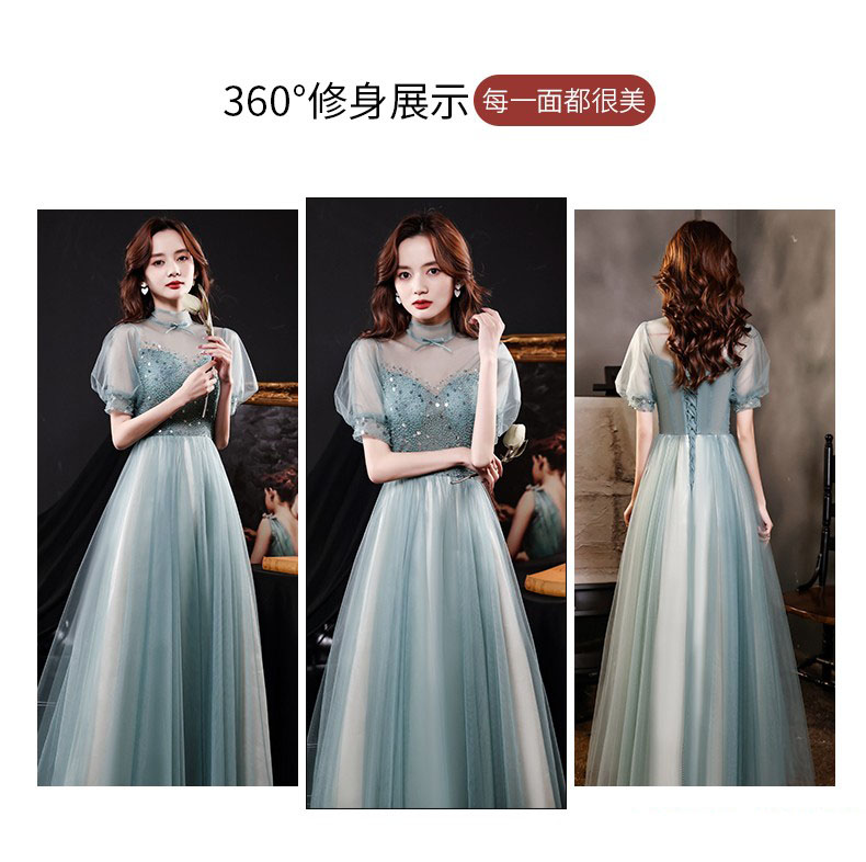 宴会晚礼服女2021新款名媛仙气高贵主持人礼服裙(pic2)